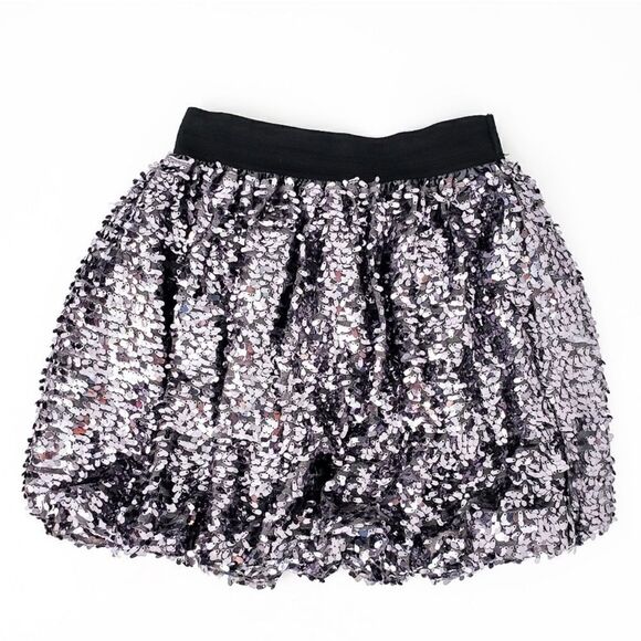 Children's Place gray lavender silver metallic bubble Sequin Skirt -12 - Picture 1 of 9